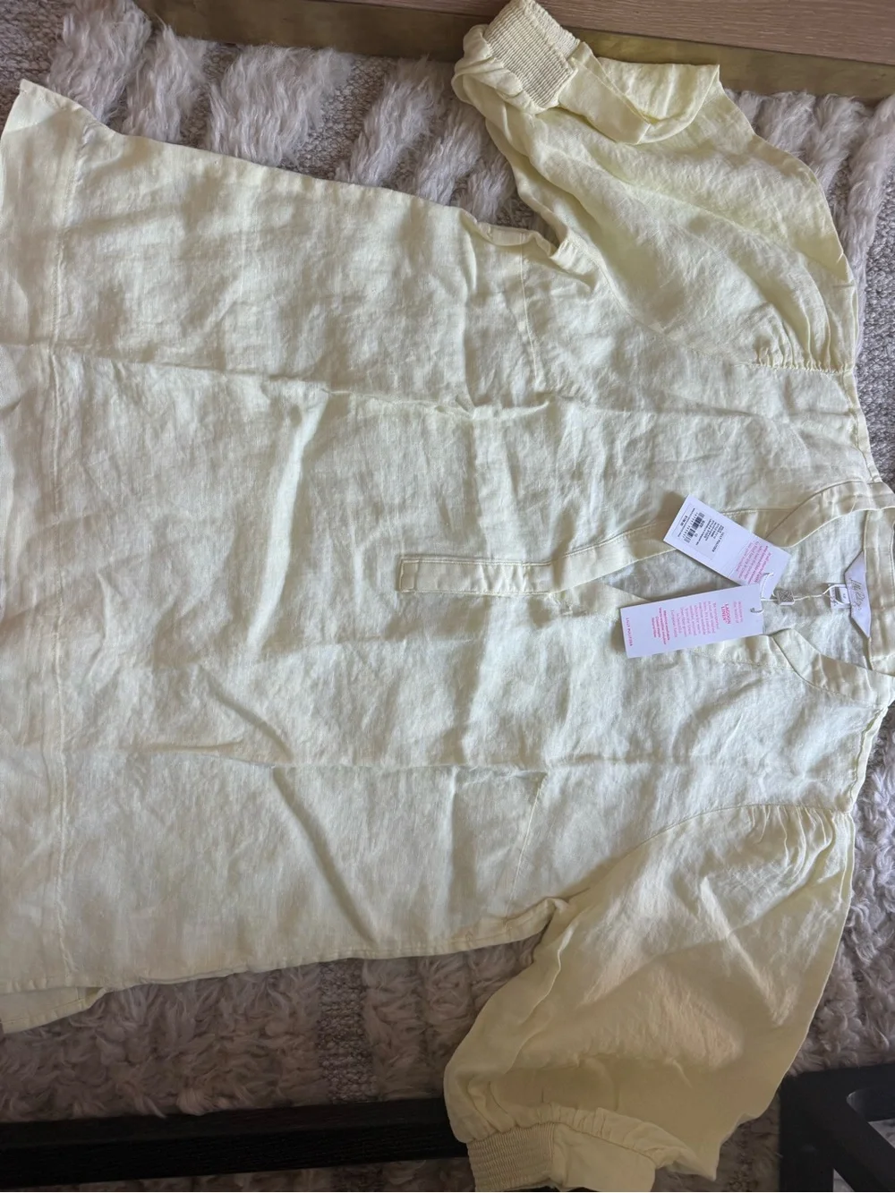 Lilly Pulitzer Pale Yellow V-Neck Puff Sleeve Blouse